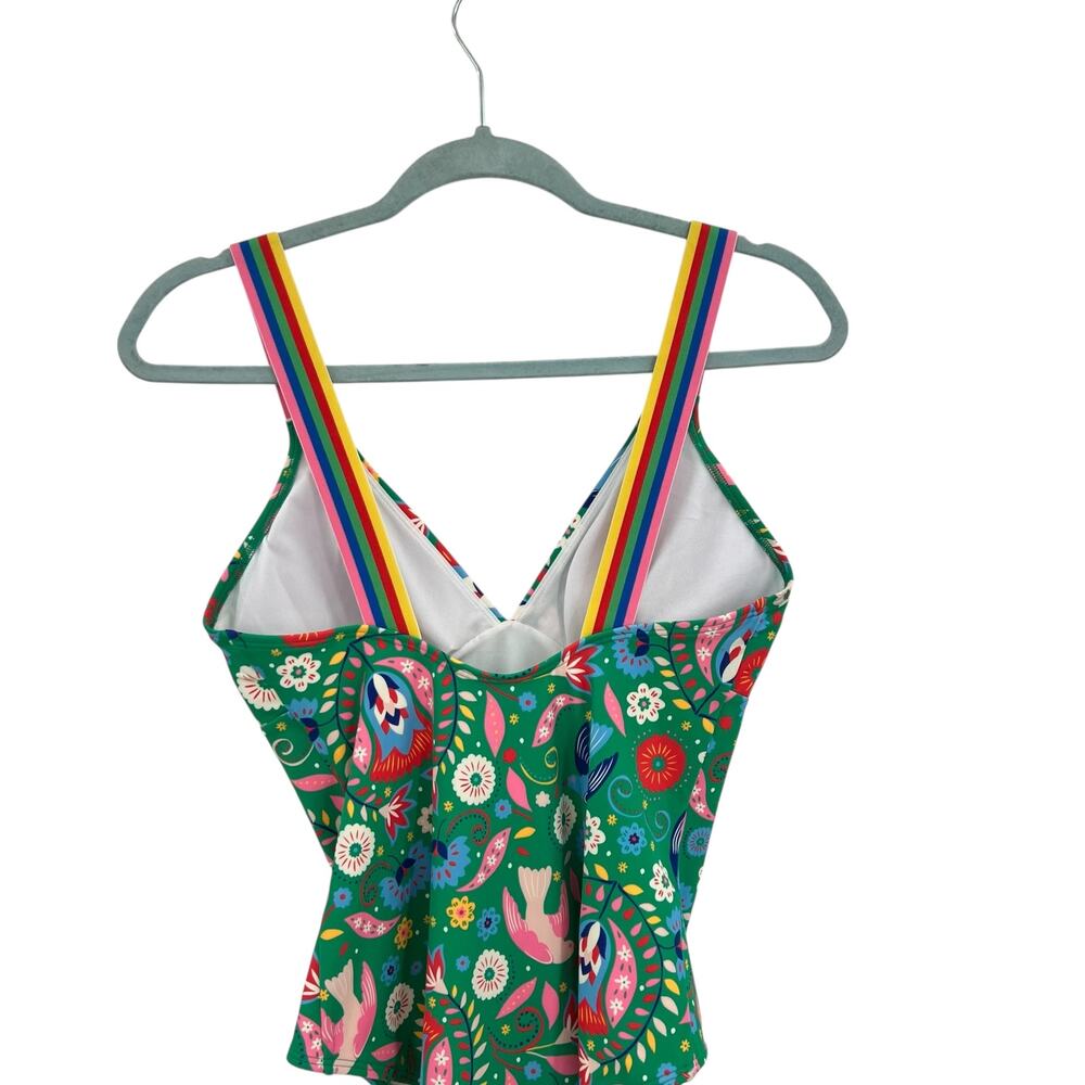 Boden Green Floral One-Piece Swimsuit with Rainbow Straps - Picture 7 of 11